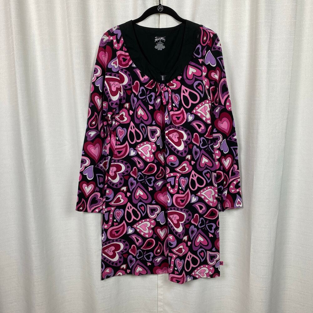 Nick&Nora Black&Pink Heart Print Nightshirt Sz.M